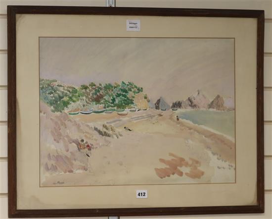 Henry Du Plessis, watercolour, The Beach, signed, 41 x 57cm